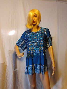 KYAL | Blue Geometric Print Shirt | XXL | NWT